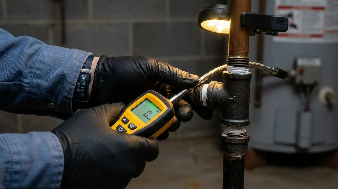 Gas leak detection with electronic sniffer by Johns Plumbing LLC in Twinsburg