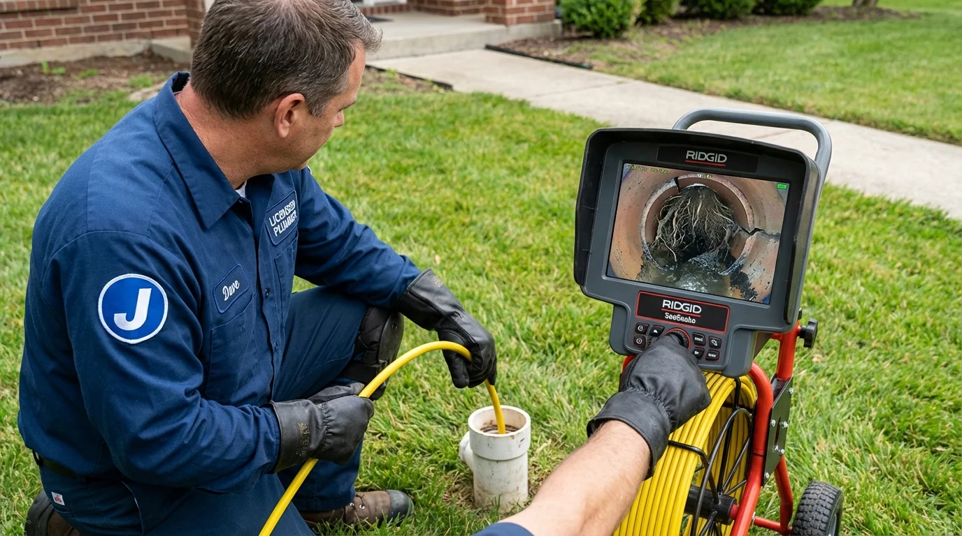 Sewer camera inspection being performed by Johns Plumbing LLC in Twinsburg